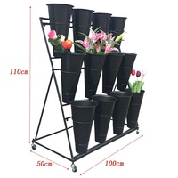 Support de Présentation en Fer pour Plantes et Fleurs, Étagère de Fleuriste, Présentoir pour Seaux à Fleurs