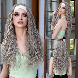 Parrucca con Fascia Elastica Ondulata Morbida in Fibra Sintetica HD, Effetto Opaco, Riccioli Durevoli, Traspirante, Bionda, con Fascia Integrata, <span class=keywords><strong>Foto</strong></span> Reale - Product Image 4