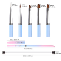 Lot de 15 pinceaux de nail art rose et bleu ombré avec manche métallique, personnalisables avec logo, pour gel, liner, peinture et manucure ombrée