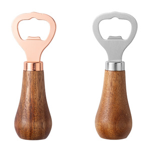Acacia Wood <b>Beer</b> Bottle Opener Stainless Steel Handle Solid Wood Household Opener - Product Image 3