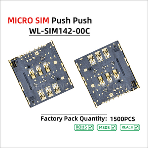WECONN WL-SIM142-00C 6PIN+<span class=keywords><strong>2</strong></span> H=1.43mm 推推式带检测开关微型SIM卡连接器插座 - Product Image 2