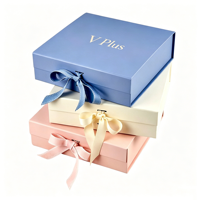 Maßgefertigte Verpackung Faltbare Blaue Magnetische Starre Papier-Geschenkboxen für Kinderkleidung mit Band