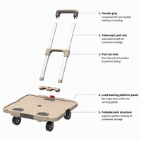 Chariot de courses pliable en aluminium durable Shunhe avec fonction de rangement, conception à quatre roues pliable, empilable et portable