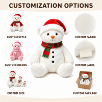 Ours en peluche blanc de Noël personnalisé, fabrication directe d'usine, OEM ODM, fabricant d'animaux en peluche, vente en gros, faible MOQ, peluche amusante