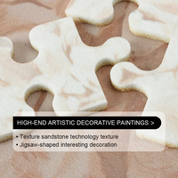 Art mural puzzle 3D texture grès taille personnalisée, tableau décoratif abstrait tons neutres pour maison contemporaine