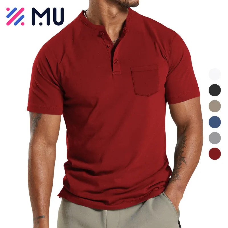 Custom Pro Club Heavyweight Poliéster Slim Fit Hombres Polo Camisetas con botón de bolsillo