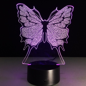 Acrilico Luci di Notte Per I Bambini Farfalla 3D Da Comodino A Led di Notte del Giocattolo Della Lampada Della Luce 7 Colori - Product Image 2