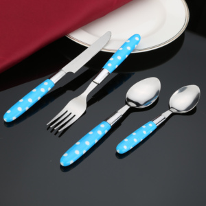 Ensemble de couverts en acier inoxydable à poignée à pois, cuillère, couteau, fourchette, cuillère à café, 24 pièces - Product Image 4