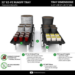 Système d'irrigation d'approvisionnement d'usine plateaux <span class=keywords><strong>de</strong></span> ruissellement modifiables <span class=keywords><strong>en</strong></span> <span class=keywords><strong>hauteur</strong></span> <span class=keywords><strong>de</strong></span> <span class=keywords><strong>jardin</strong></span> réutilisables plateau <span class=keywords><strong>de</strong></span> ruissellement hydroponique <span class=keywords><strong>de</strong></span> 22 pouces - Product Image 5