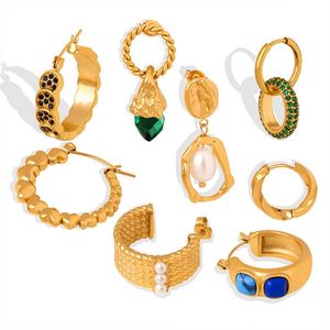 Pendientes de Acero Inoxidable con Oro de 18K, Diseño Chino con Cuentas de Vidrio, Estilo Clásico para Fiestas - Product Image 4