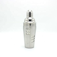 Vente en gros 3 pièces 24oz/700ml, mélange de barmen en argent Mojito Martini Bar Cobbler Cocktail Shaker avec recette sur le côté de la Rotation