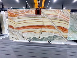 قوس قزح ملون عقيق رخامي ألواح كبيرة من حجر اليشم عقيق أونيكس رخامي فيلا فندقية فاخرة - Product Image 2