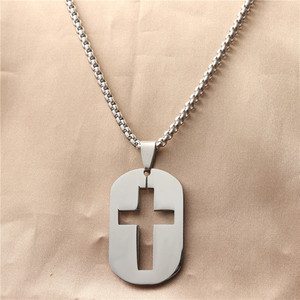 Stainless Steel Hollow <b>Cross</b> Pendant Men's Necklace Geometric Themed Gift 12028 - Product Image 1