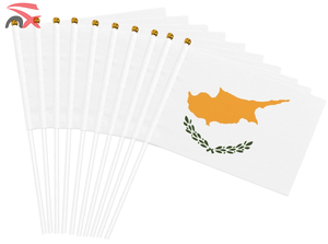 Impresión personalizada LOGOTIPO País 14*21cm Pequeña bandera nacional de Chipre ondeando a mano con poste de plástico - Product Image 4