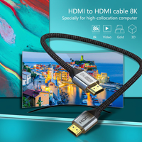 Câble HDMI 8K 48 Gbps haute vitesse, tressé en alliage d'aluminium, EARC HDR pour téléviseur, moniteur, projecteur, console de jeu