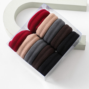 Thickened Hair Tie High Elasticity Seamless Solid Color Knitted Hair Accessory For Women Casual Style <b>Mixed</b> Colors 10 Pcs <b>Box</b> - Product Image 1