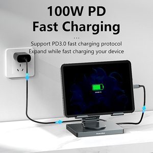 Cargador PD de Aluminio 9 en 1 Soporte Multifuncional Hub <span class=keywords><strong>USB</strong></span>-C con Audio, Gigabit RJ45, HDTV, Lector de Tarjetas SD/TF <span class=keywords><strong>y</strong></span> <span class=keywords><strong>USB</strong></span> 3.0 - Product Image 4