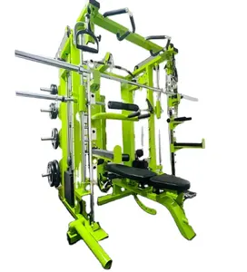 Home Gym Equipment Commercial Trainer Power Cage Cable Crossover 4 in 1 Multi Functional 3*80kg Squat Rack 3d Smith Machine