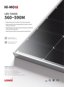 Panel Solar de Alta Eficiencia Longi Hi-MO 5m LR5-72HGD 560W 565W 570W 575W 580W 585W 590W, Tecnología Avanzada Mono PERC - Product Image 2