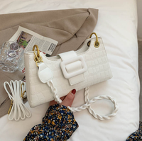 Sac à bandoulière vintage marron personnalisé en cuir PU gaufré crocodile pour femme avec chaîne tressée détachable