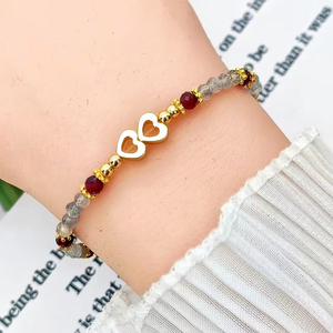 สร้อยข้อมือรูปหัวใจสำหรับผู้หญิงสร้อยข้อมือโกเมนลาบราดอไรต์แฟชัน - Product Image 4