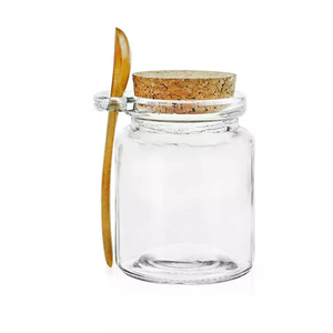 Vòng nhà bếp thủy tinh gia vị chai 100ml <span class=keywords><strong>250ml</strong></span> thực phẩm gia vị lưu trữ container lọ với nắp bằng gỗ và thìa gỗ - Product Image 3