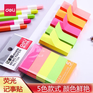 Deli Fluorescent Sticky Notes 50x15mm 5 Colors Adhesive Memo Pads Random Color Pack - Product Image 5