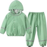 Ensemble imperméable unisexe pour enfants, coupe-vent, respirant, à capuche, en polyester recyclé avec doublure PU, veste, pantalon, salopette, tout-en-un