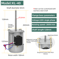 Moteur électrique AC 2800 tr/min 40W 220V monophasé asynchrone à axe long pour la dissipation de chaleur des fours