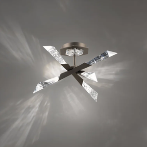 Nordic Solitude 6 luces de cristal semiempotrado candelabro diseño artístico moderno sala de estar pasillo decoración iluminación LED - Product Image 4