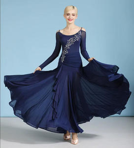 Robe de <span class=keywords><strong>danse</strong></span> moderne de style nouveau, vêtements de <span class=keywords><strong>danse</strong></span> standard, robe de valse à manches longues et col halter - Product Image 5