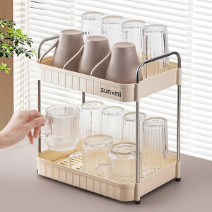 Kitchen Storage Rack Light Luxury Drain Rack Cup Tea Set Drain Rack Living Room Bathroom Cosmetics <b>Desktop</b> Storage <b>Shelf</b> - Product Image 1