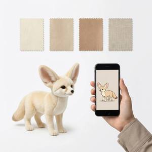 Peluche personnalisée renard <span class=keywords><strong>Fennec</strong></span> sur pied, surdimensionnée, avec oreilles pointues, fourrure douce couleur sable pâle, animal sauvage du désert, jouet mascotte personnalisé - Product Image 1