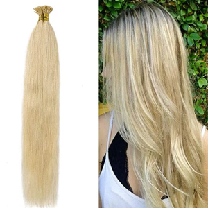 ผมต่อแบบแบนปลายเคลือบเคราติน เกรดพรีเมียม ยี่ห้อ Jasminebeauty สีบลอนด์ฟอกขาว - Product Image 1