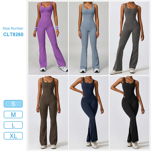 CLT8260บอดี้สูทสำหรับเล่นเทนนิสโยคะรัดรูปแนบเนื้อเข้ารูปคอวีสี่เหลี่ยมเซ็กซี่แขนกุดแห้งเร็วรัดรูป - Product Image 4