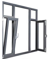 Fenêtres à battants modernes personnalisables à double vitrage de sécurité, avec surface à effet bois, services OEM/ODM ; Aluminium
