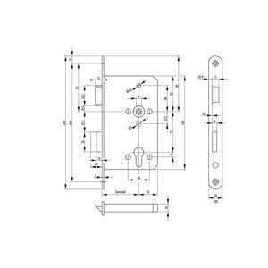 BKS Panik-Einsteckschloss 1201 mit Panikfunk 1201 Fonction panique E 20/55/72 DIN rechts - Product Image 2