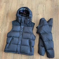 Doudoune à capuche à carreaux noire, chaude et moelleuse, avec manches amovibles, style vintage classique et décontracté, de luxe