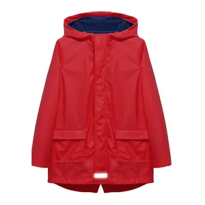 Veste de pluie imperméable en PU pour enfants, garçon et fille, veste de pluie imperméable doublée de molleton, manteau Softshell