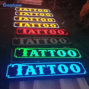 TATTOO PIERCING storefront 3D light up logo letters sign outdoor electric Led channel letter signboard