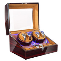 Custom Logo Luxe Multi Rood Hout Houten Opbergverpakking Automatische Roterende Collectie Horloge Winder Box