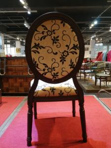 Modern Black Aluminium Tube Wood Grain Beige Black Pattern <b>Cushion</b> <b>Chairs</b> - Product Image 3