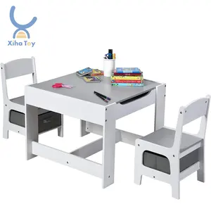 Montessori Children Students Kids Table Chairs Study Chair Kids Table Chairs Set and Wooden Carton Natural Wood Traditional