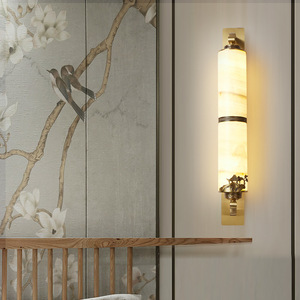 Chinese Style <b>Wall</b> Lamp Marble Shade Led <b>Light</b> Source E27 Bulb Base For Living Room Bedroom Tv Background <b>Wall</b> Lighting - Product Image 3
