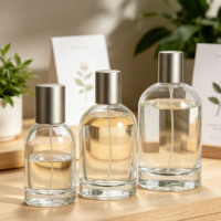 Individuell Gestaltete Parfümflasche, Runde Form, 30ml, 50ml, 100ml, Glas-Parfümsprühflasche, Mit Silbernem Deckel