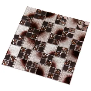 Chinese supplier tile mosaico electroplating square silver glitter bathroom glass mosaics