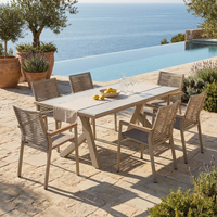 Table de jardin rectangulaire en aluminium avec plateau en PSPC thermolaqué, base en X, pour villa