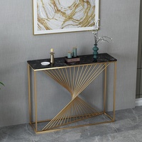 Console de luxe moderne en métal pour salon, entrée de maison et bureau - Meuble décoratif multifonctionnel et durable avec cloison