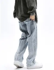 Vente en gros de pantalons jeans personnalisés pour hommes Y2K jeans droits baggy pour hommes avec logo brodé