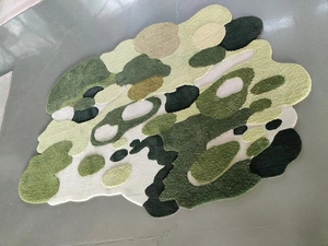 Tappeto in Lana Jacquard Classico Personalizzato con Motivi Foresta/Lago/Erba, Fatto a Mano, Morbido e Peloso, Tuftato a Mano, Eco-Friendly, Antiscivolo - Product Image 5